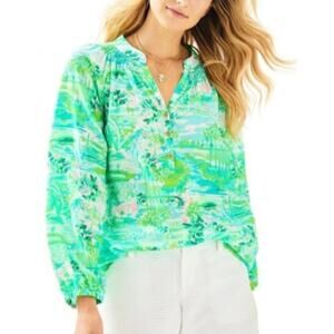 Lilly Pulitzer Elsa Silk Top The Honda Classic Golf Print Green XS 41773 Rare.